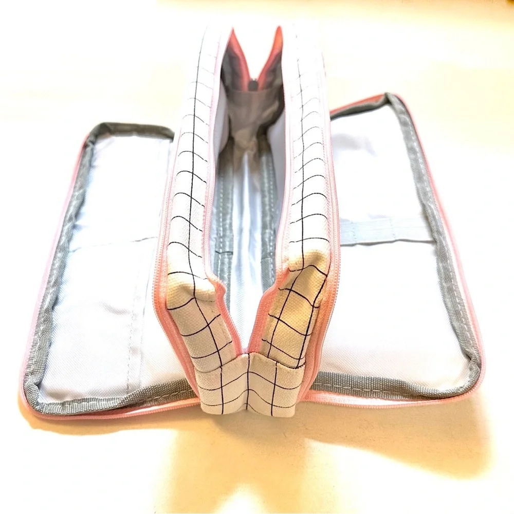 Large Spacious Pencil Case Pouch Organizer Plaid School Office
